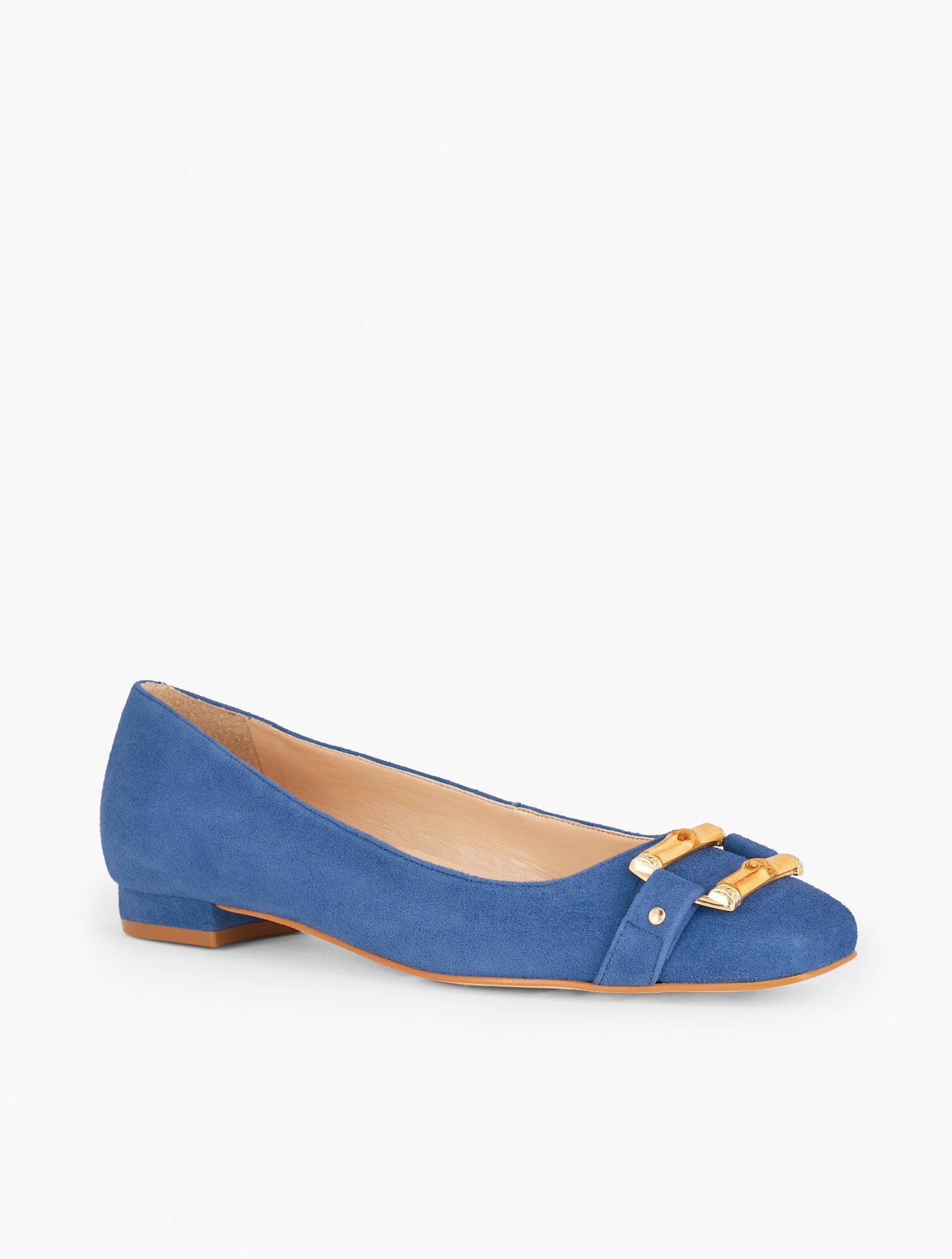 BLACK|NAVY DUSK|RATTAN|SPRING LILAC SUTTON BAMBOO BUCKLE SUEDE FLATS | Talbots outlet