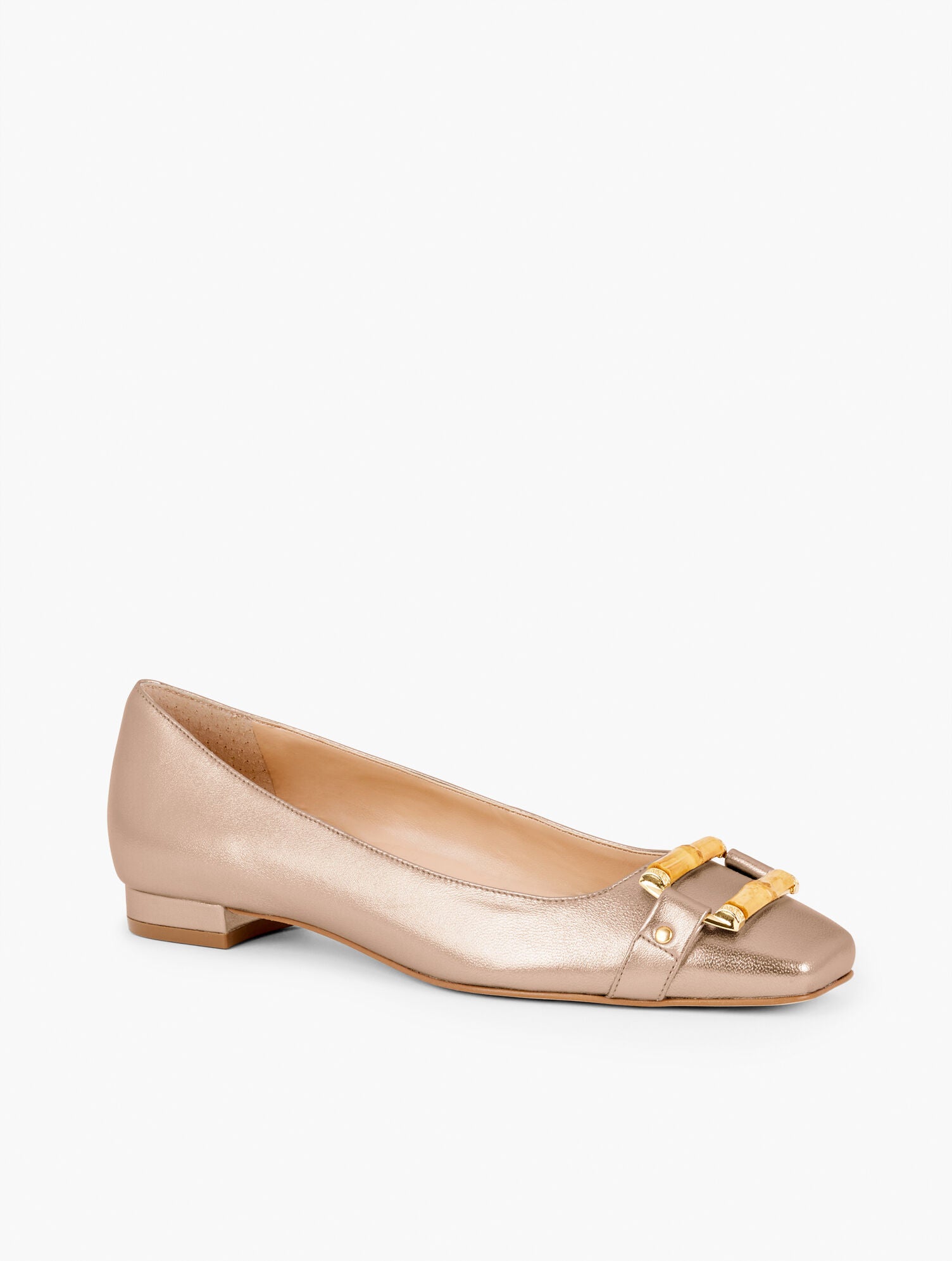 BLUSH BRONZE SUTTON BAMBOO BUCKLE METALLIC NAPPA FLATS | Talbots discount