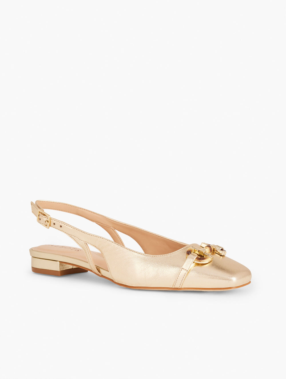 GOLD SUTTON LINK SLINGBACK METALLIC NAPPA FLATS | Talbots outlet
