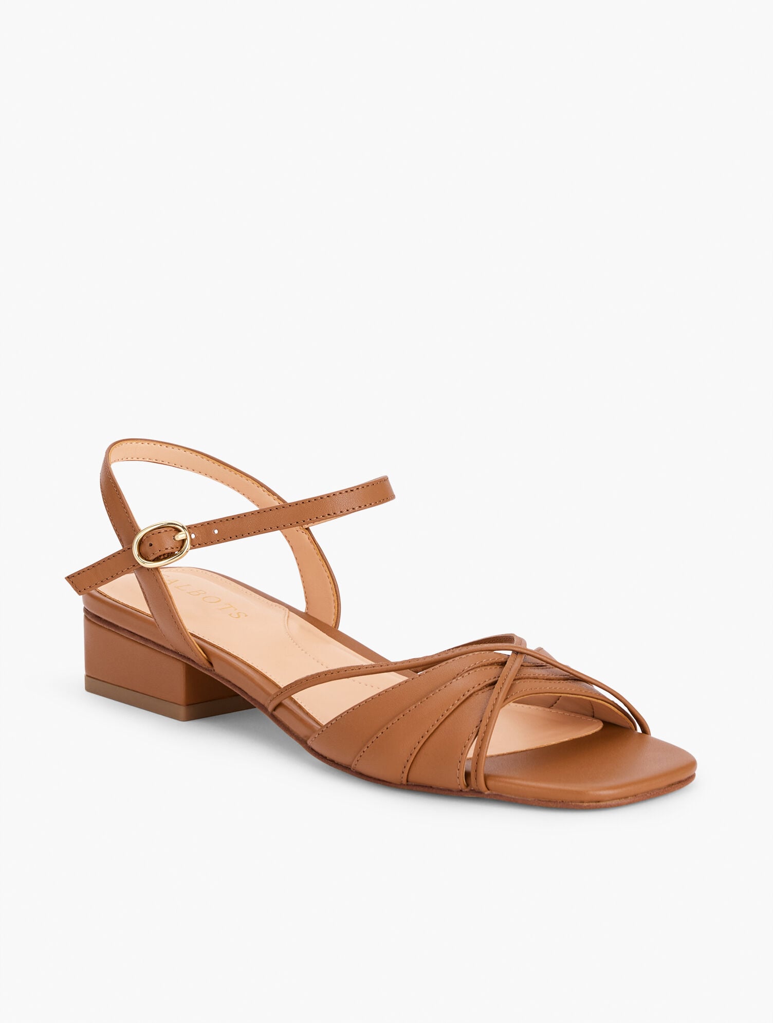 DEEP LAVENDER|HAVANA TAN VIV STRAPPY NAPPA BLOCK HEEL SANDALS | Talbots on sale