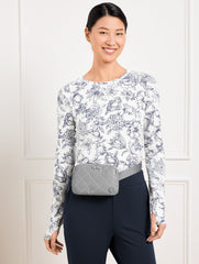 SILVER T BY TALBOTS QUILTED REFLECTIVE NYLON BELT BAG | Talbots on sale
