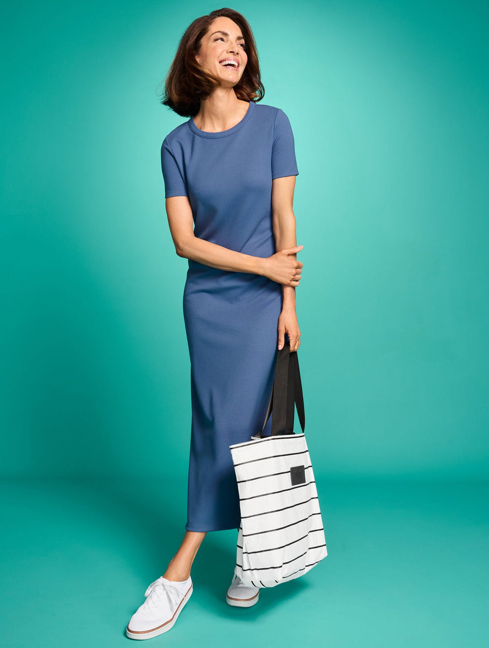 BLACK/WHITE ALOHA COLLECTION PINSTRIPE DAY TRIPPER TOTE | Talbots near me