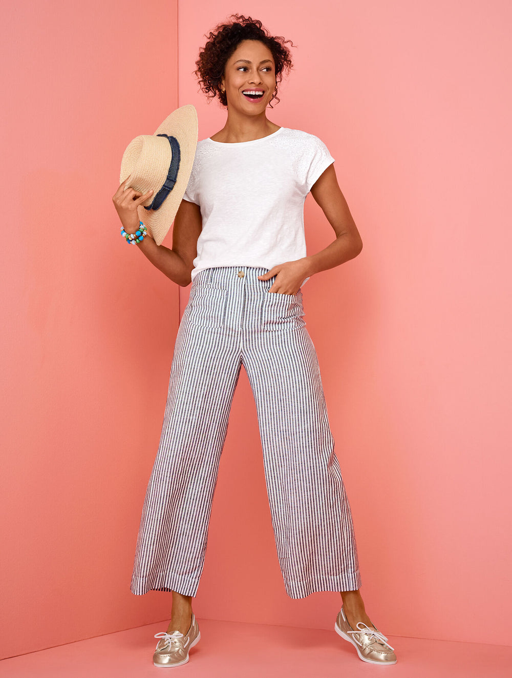 NATURAL FRAYED TRIM FLOPPY HAT | Talbots on sale