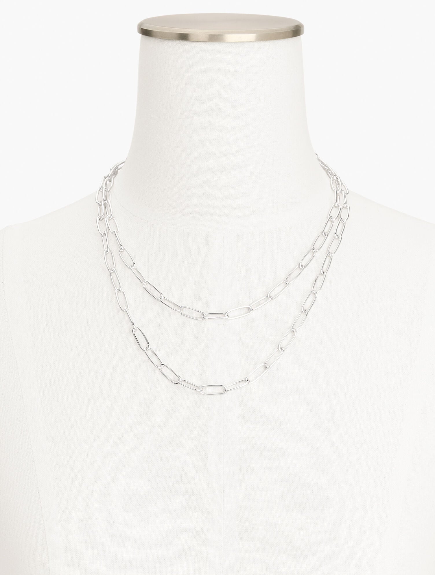 GOLD|SHINY SILVER LAYERED PAPERCLIP LINK NECKLACE | Talbots sale