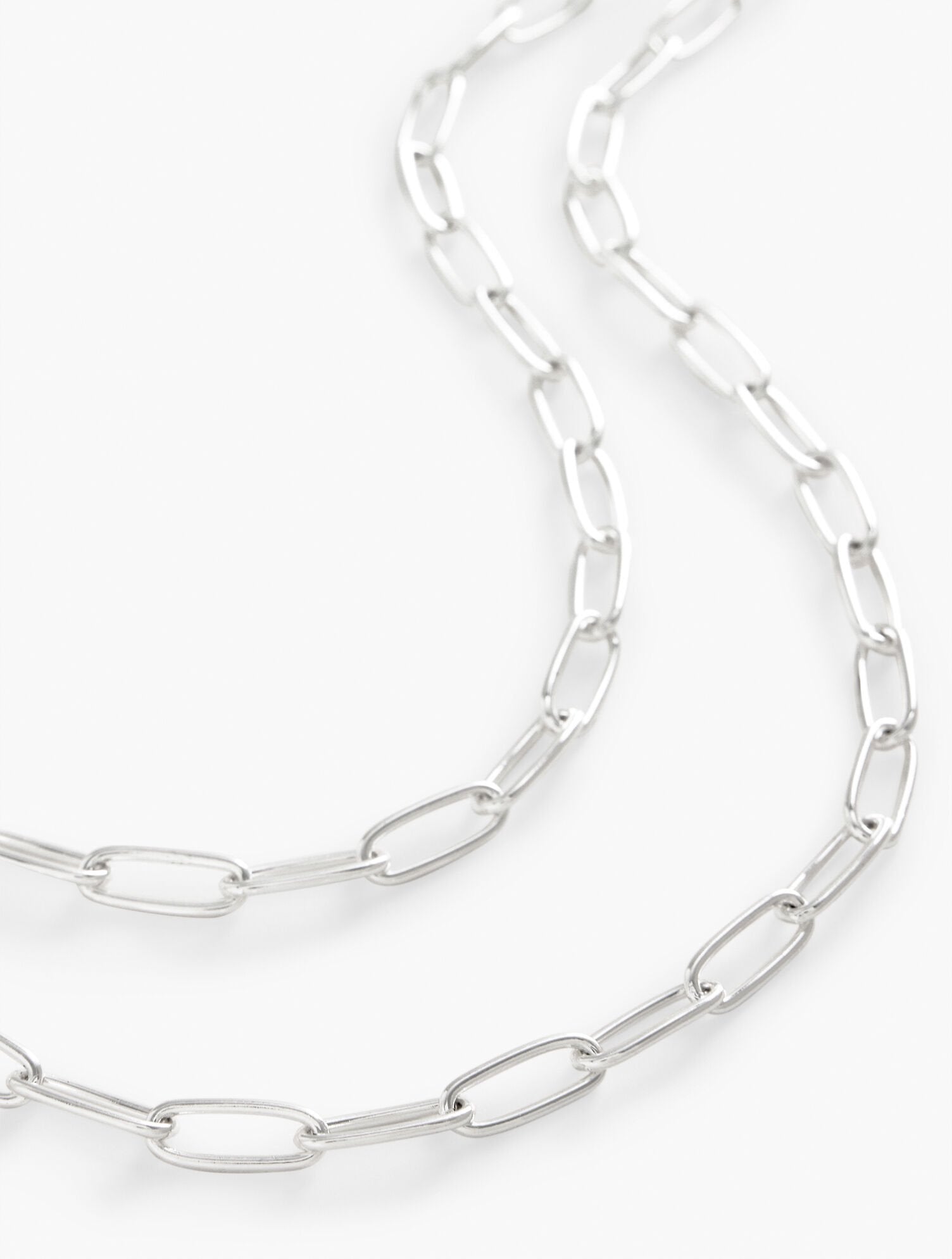 GOLD|SHINY SILVER LAYERED PAPERCLIP LINK NECKLACE | Talbots sale