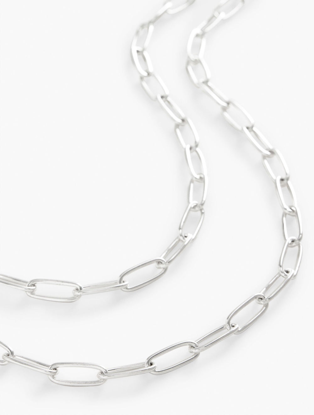 GOLD|SHINY SILVER LAYERED PAPERCLIP LINK NECKLACE | Talbots sale