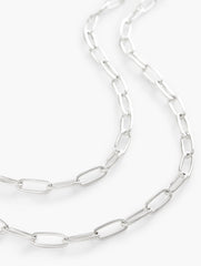 GOLD|SHINY SILVER LAYERED PAPERCLIP LINK NECKLACE | Talbots sale