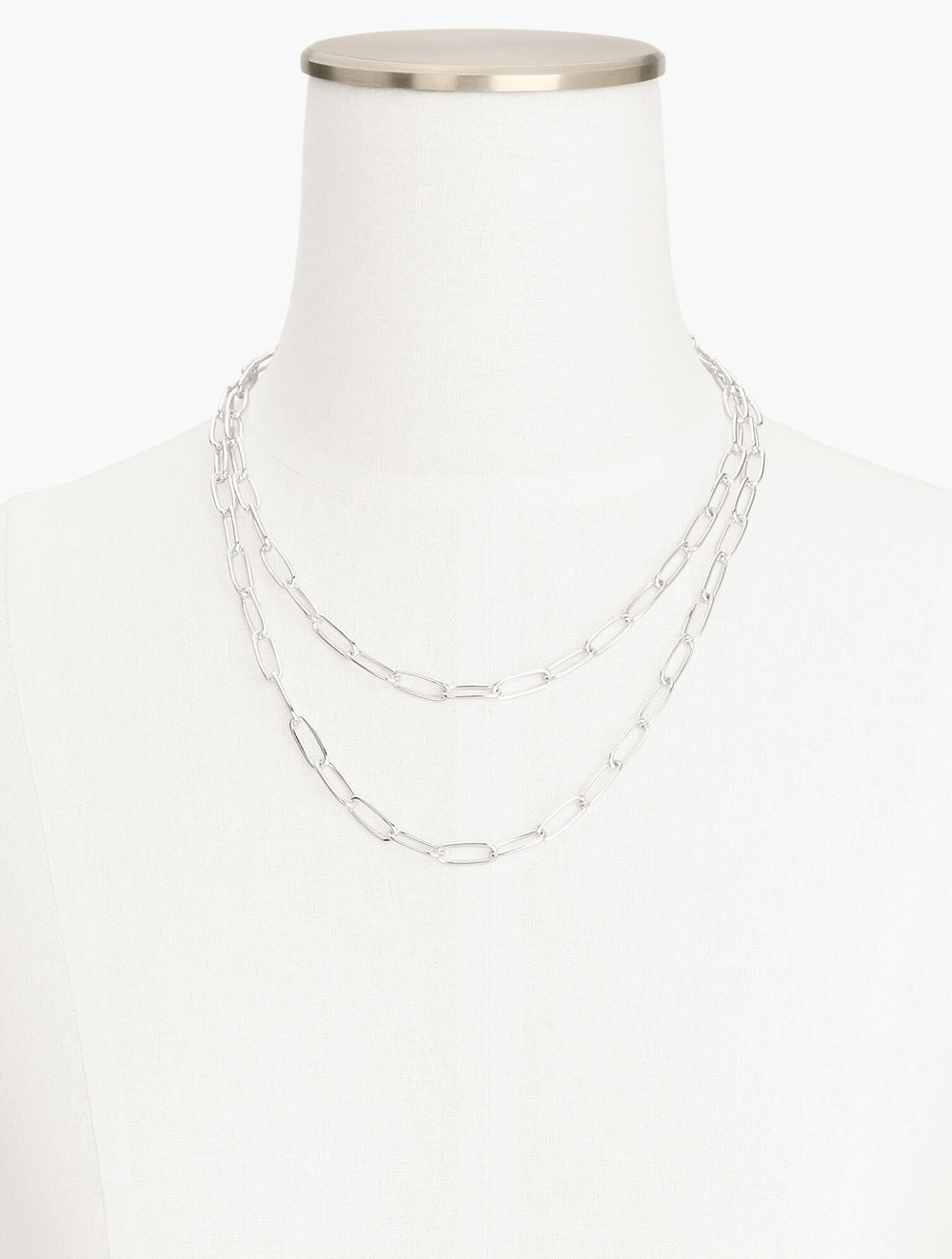 GOLD|SHINY SILVER LAYERED PAPERCLIP LINK NECKLACE | Talbots sale
