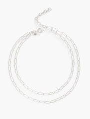 GOLD|SHINY SILVER LAYERED PAPERCLIP LINK NECKLACE | Talbots sale
