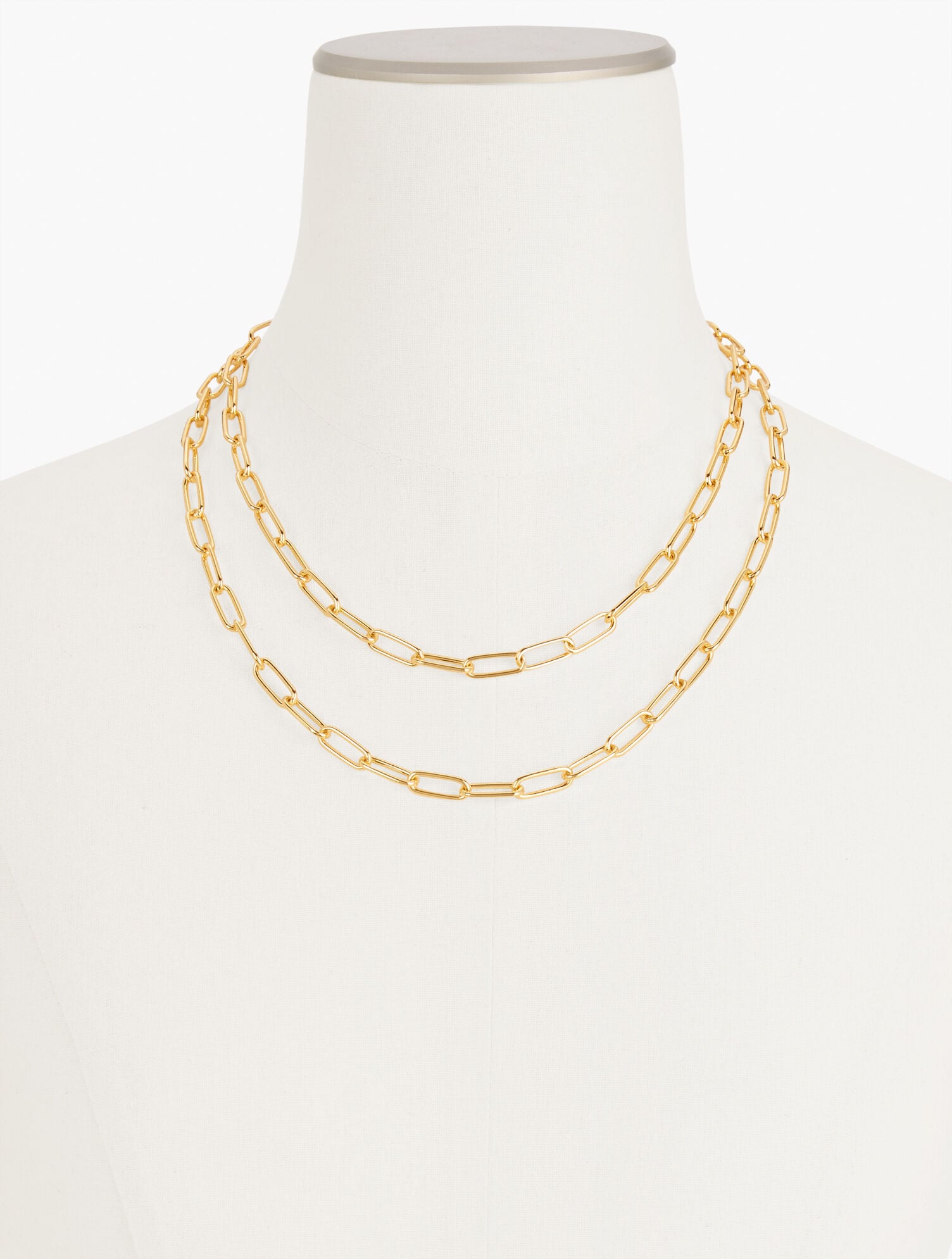GOLD|SHINY SILVER LAYERED PAPERCLIP LINK NECKLACE | Talbots sale