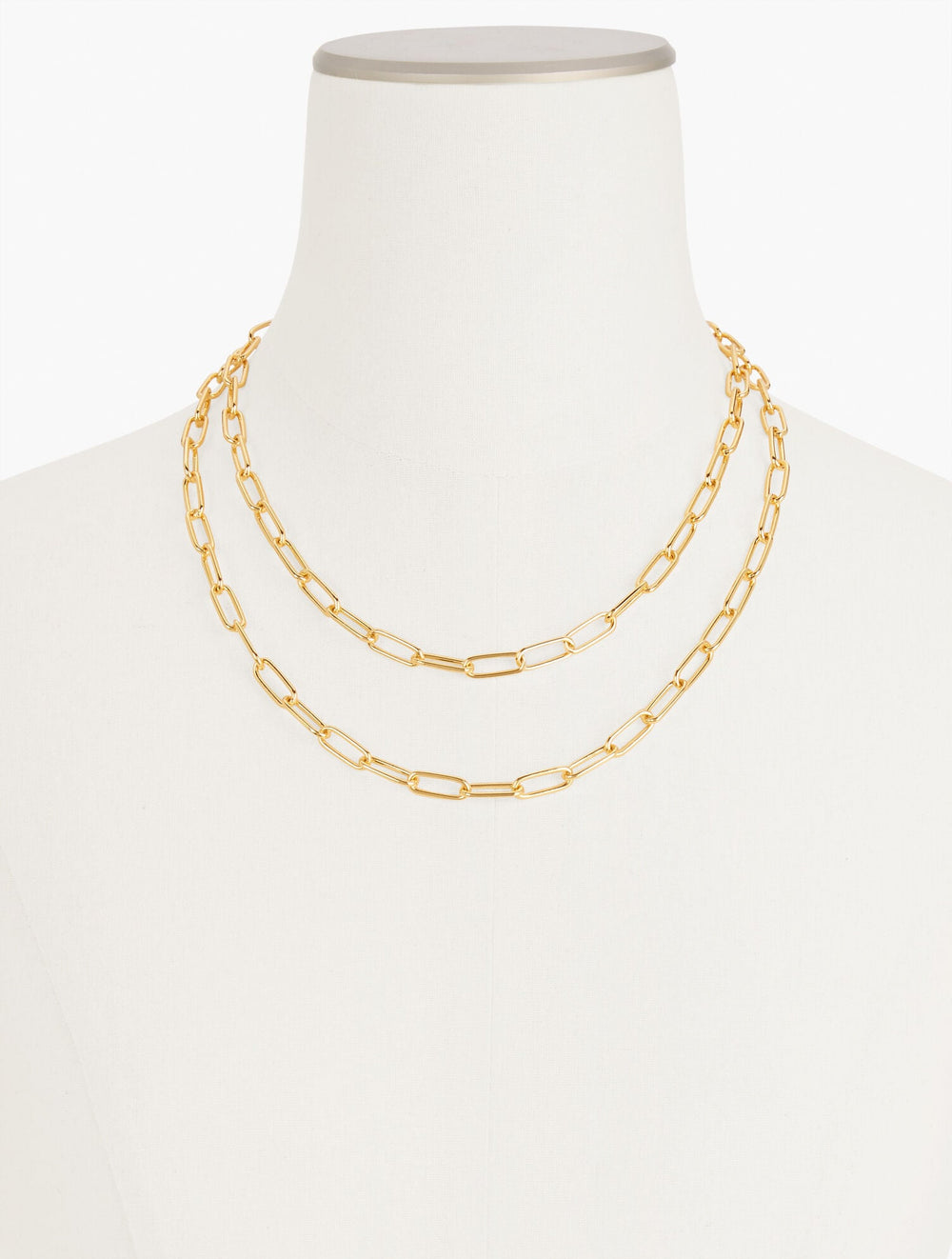 GOLD|SHINY SILVER LAYERED PAPERCLIP LINK NECKLACE | Talbots sale