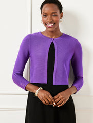 DEEP LAVENDER BUTTON SHRUG | Talbots on sale
