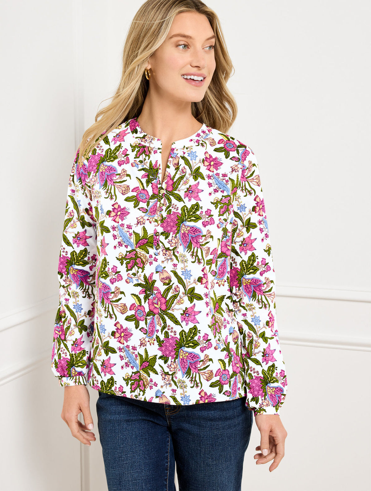WHITE MULTI FLOURISHING VINES TOP | Talbots near me