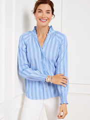 SMOCKED TOP - DOT STRIPE | Talbots on sale