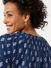 INDIA INK MULTI SMOCKED NECK TOP - SERENE PAISLEY | Talbots sale