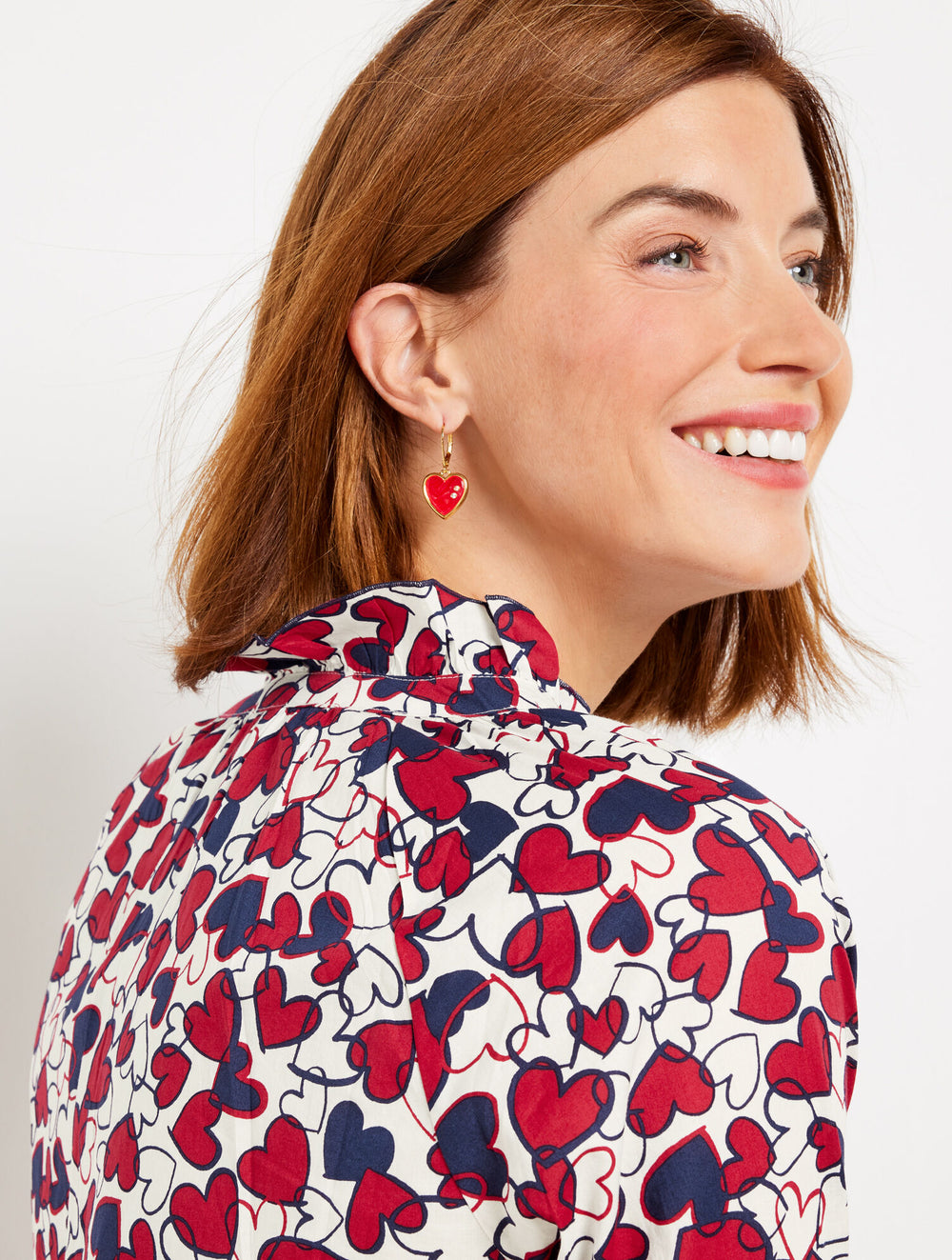 IVORY/INDIA INK BUTTON FRONT TOP - ENTWINED HEARTS | Talbots online