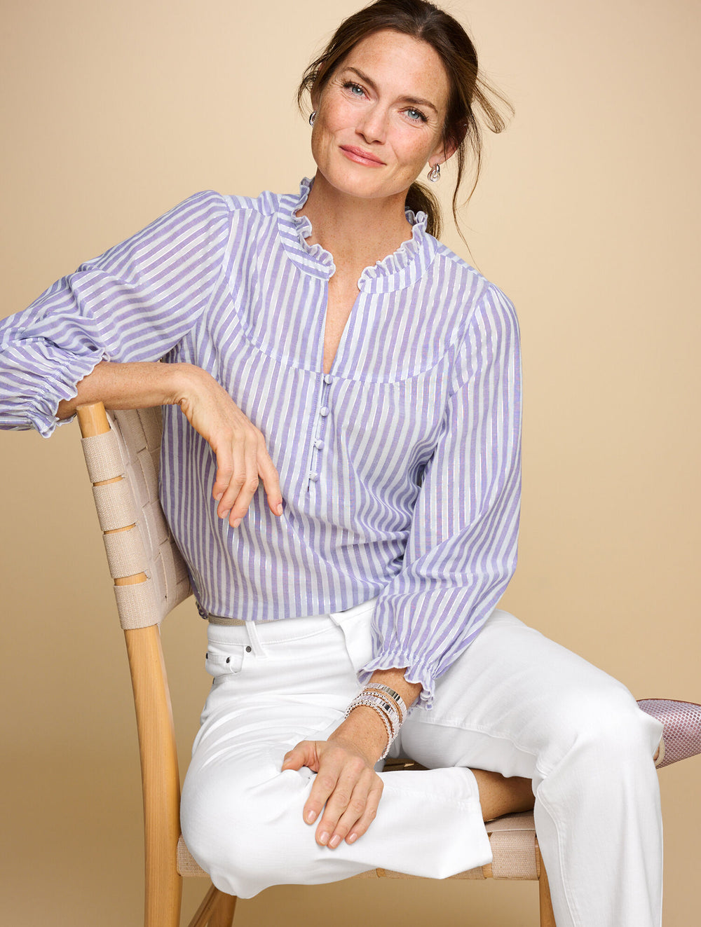 DEEP LAVENDER MULTI CHARMING STRIPE TOP | Talbots on sale