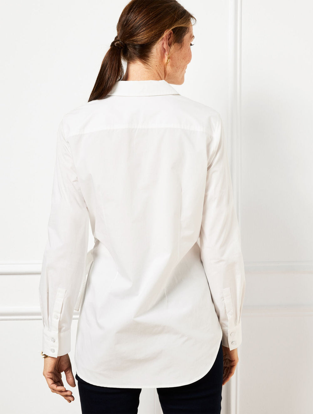 WHITE TIE FRONT DRAPED POPLIN SHIRT | Talbots online