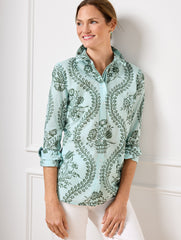 BLUE ICE/HERITAGE GREEN MODERN CLASSIC SHIRT - FLOWING FLORAL | Talbots on sale
