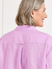 LAVENDER/WHITE|VIVID TURQUOISE/WHITE LINEN SHIRT - CROSS DYED | Talbots outlet