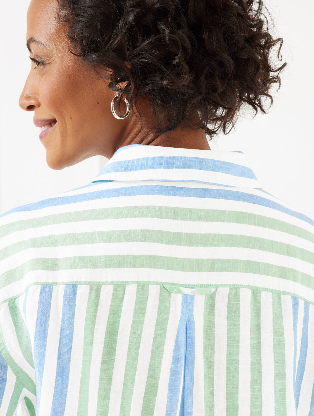 NEPTUPE GREEN MULTI LINEN SHIRT - PLAYFUL STRIPE | Talbots for sale
