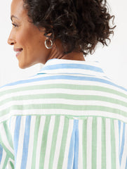 NEPTUPE GREEN MULTI LINEN SHIRT - PLAYFUL STRIPE | Talbots for sale