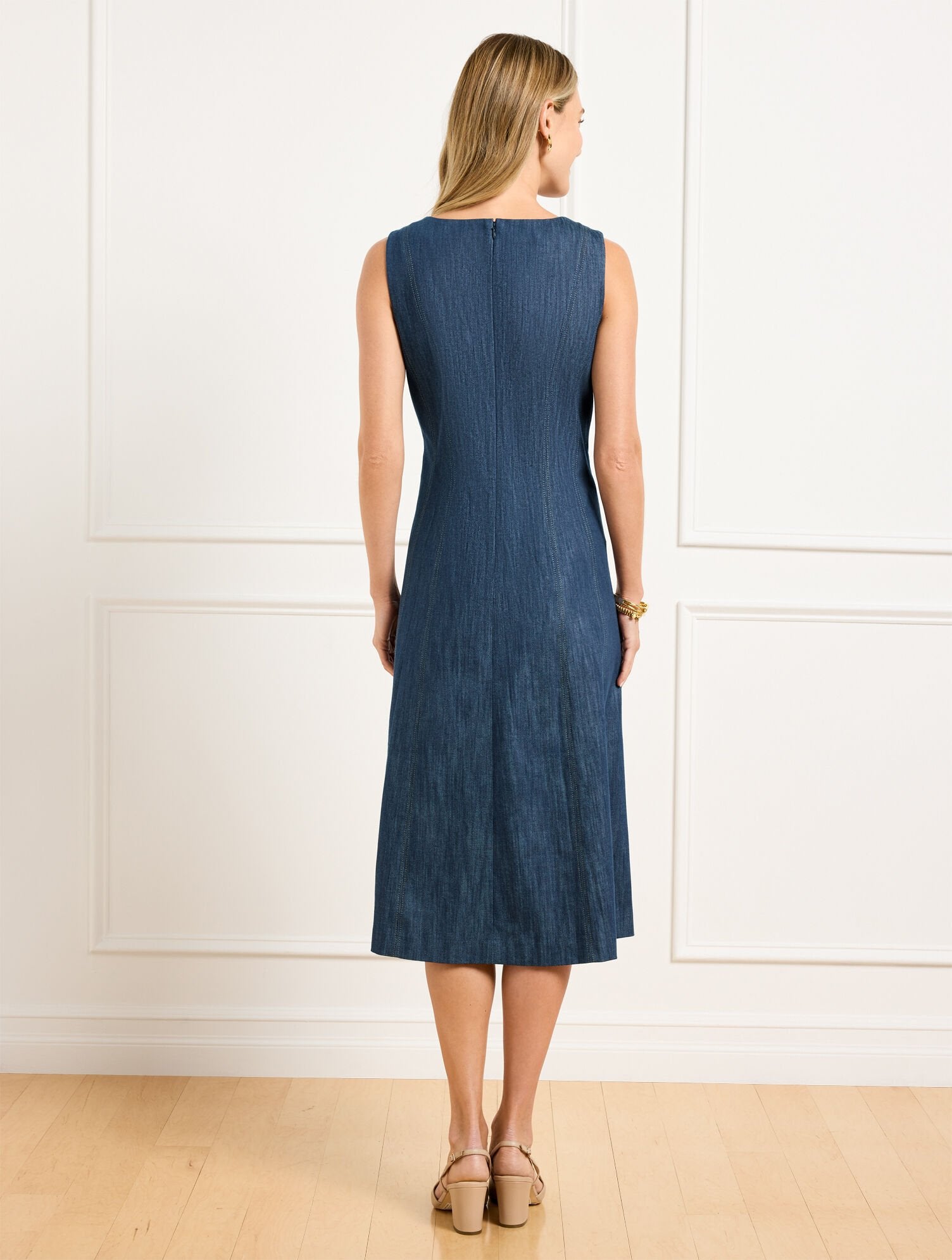 INDIA INK/WHITE REFINED DENIM DRESS | Talbots discount