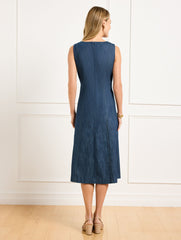 INDIA INK/WHITE REFINED DENIM DRESS | Talbots discount