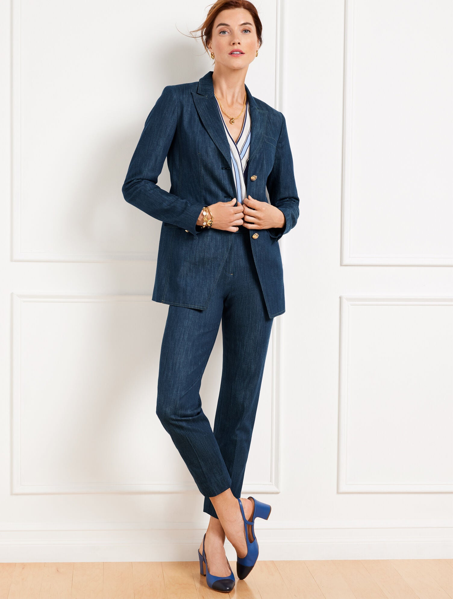 INDIA INK/WHITE REFINED DENIM JACKET | Talbots outlet