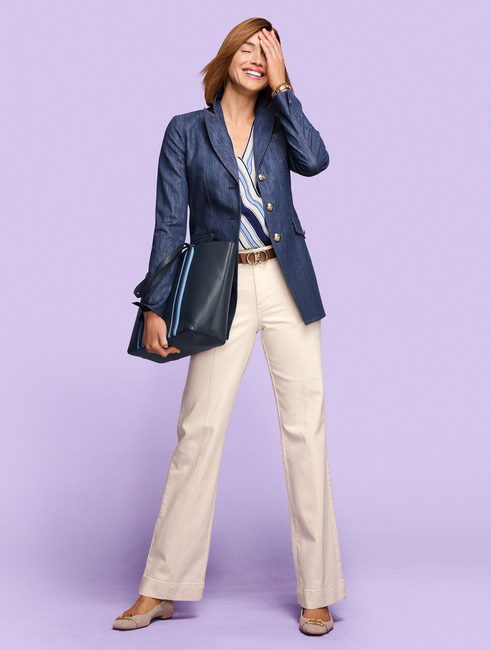INDIA INK/WHITE REFINED DENIM JACKET | Talbots near me