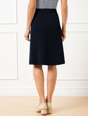 BLACK|INDIGO BLUE EASY TRAVEL SKIRT | Talbots outlet