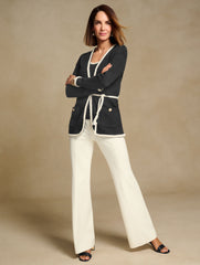 BLACK/IVORY BRAIDED TRIM SWEATER SHELL | Talbots US