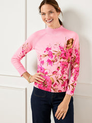 SOFT PINK MULTI MOCKNECK PULLOVER - WATERCOLOR BOUQUETS | Talbots near me