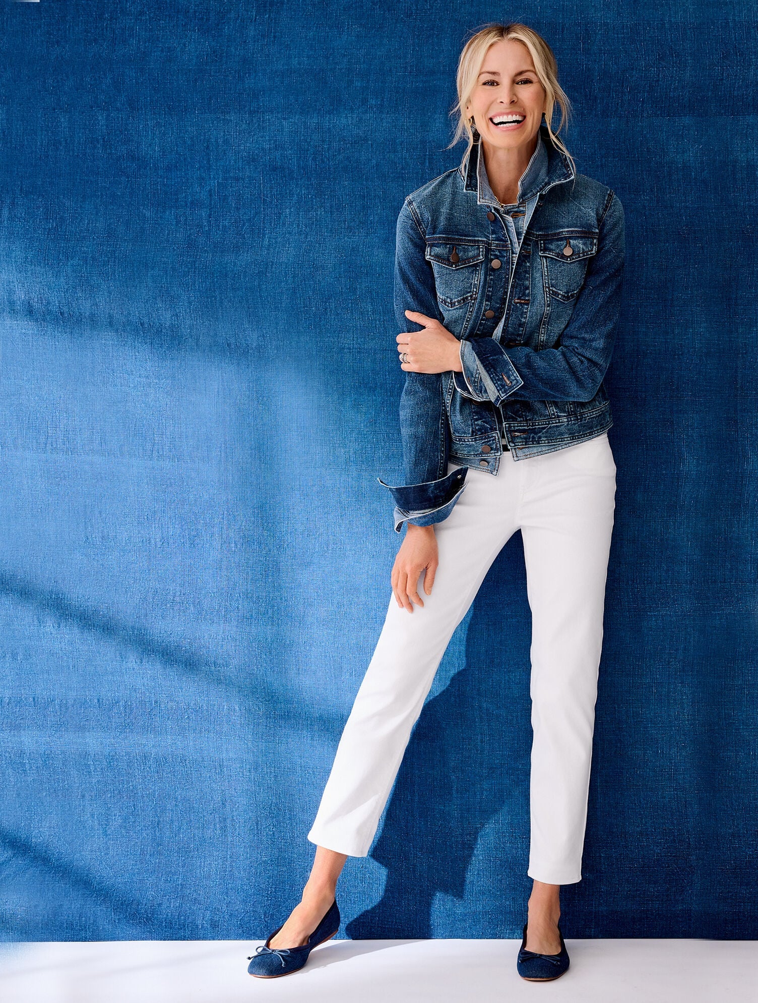 WHITE SLIM STRAIGHT ANKLE JEANS | Talbots US