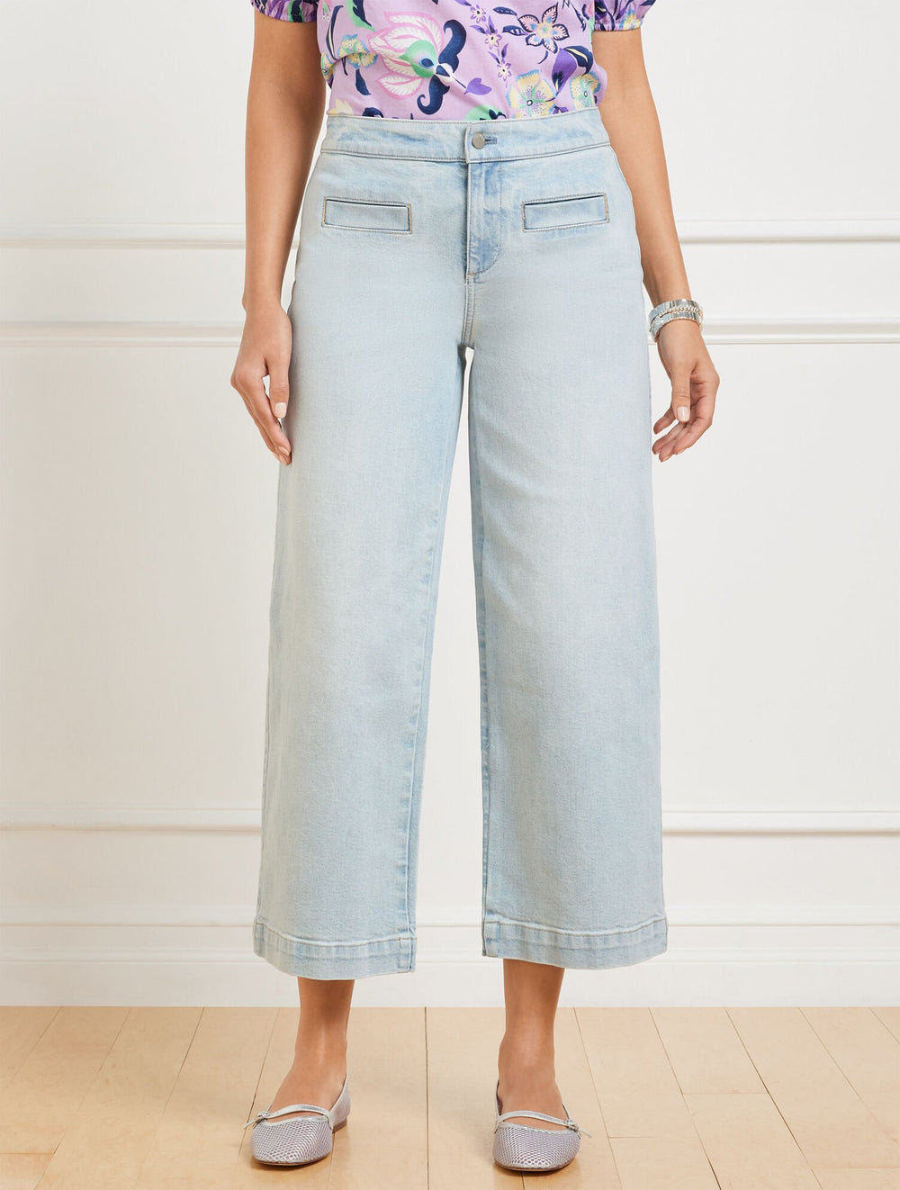 RHODES WASH WIDE CROP JEANS - RHODES WASH | Talbots outlet