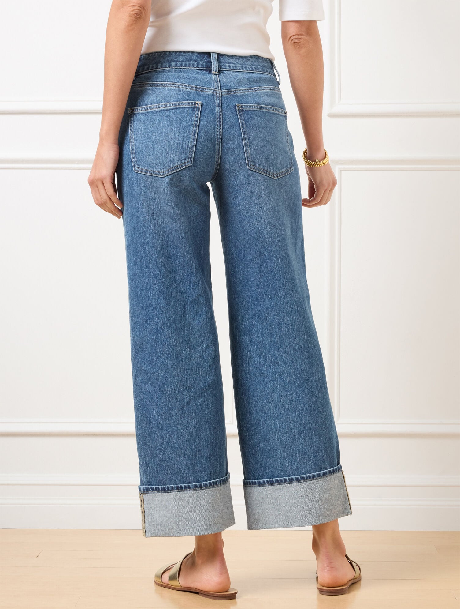 BOTANICA WASH WIDE STRAIGHT ANKLE EMBROIDERED CUFF JEANS - BOTANICA WASH | Talbots sale