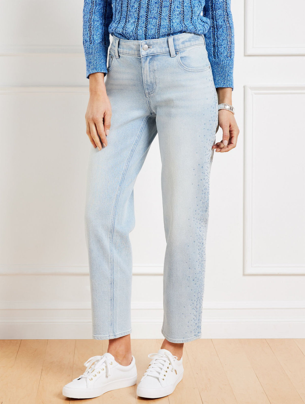 WINDSOR WASH RHINESTONE STOVEPIPE STRAIGHT LEG JEANS - WINDSOR WASH | Talbots US