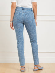 MID WASH BLUE SLIM ANKLE JEANS - LINEAR GARDEN | Talbots US