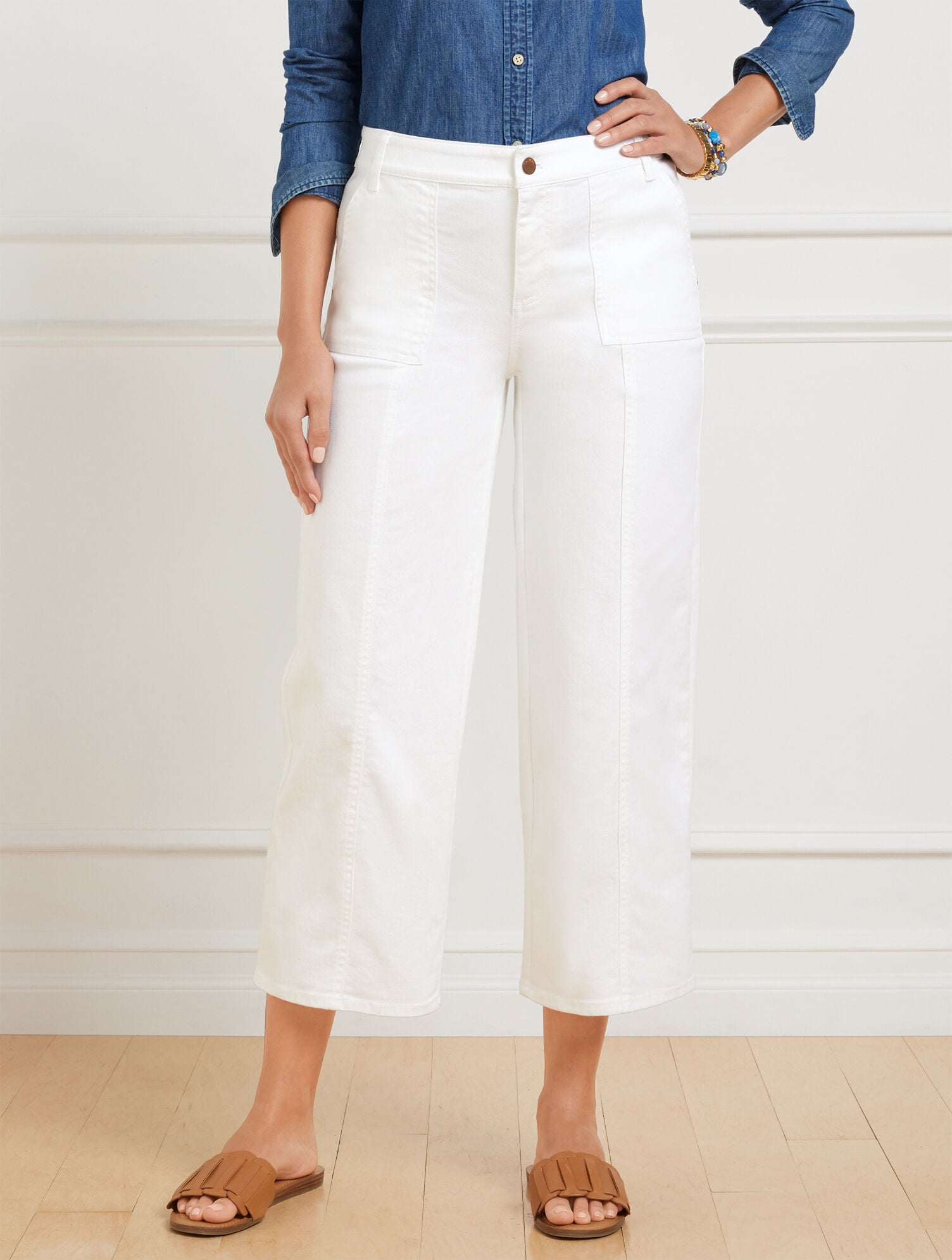 WHITE WIDE CROP JEANS - WHITE | Talbots near me
