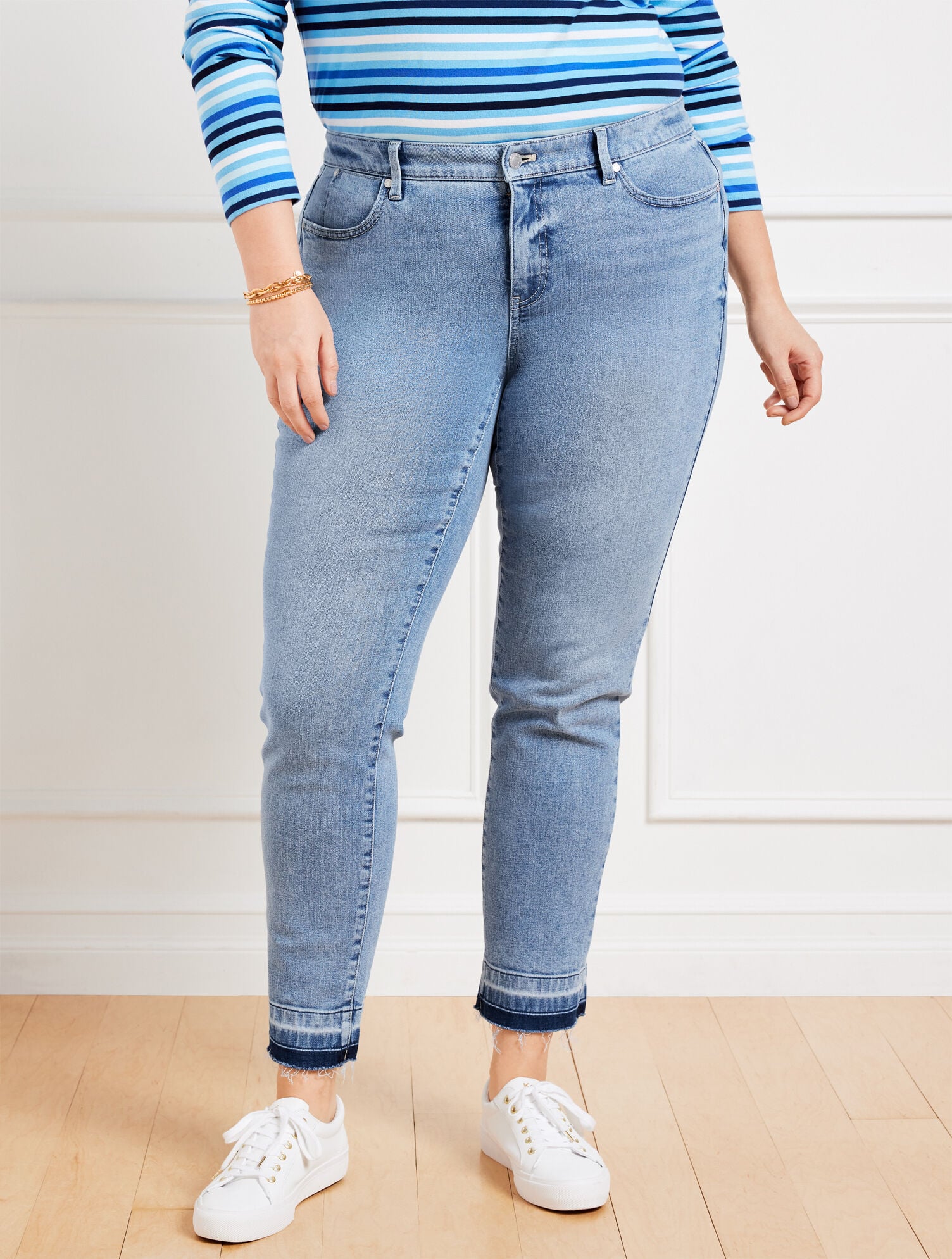 SLIM ANKLE RELEASED HEM JEANS - PELHAM WASH - CURVY FIT | Talbots discount