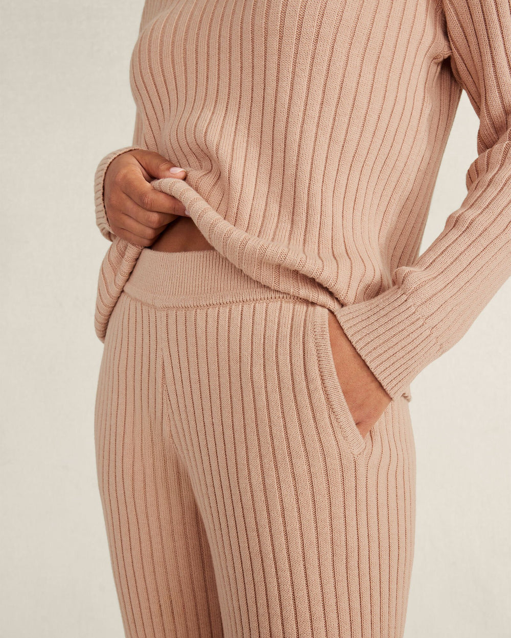 ADOBE COTTON CASHMERE RIB-KNIT CROPPED PANTS | Talbots online