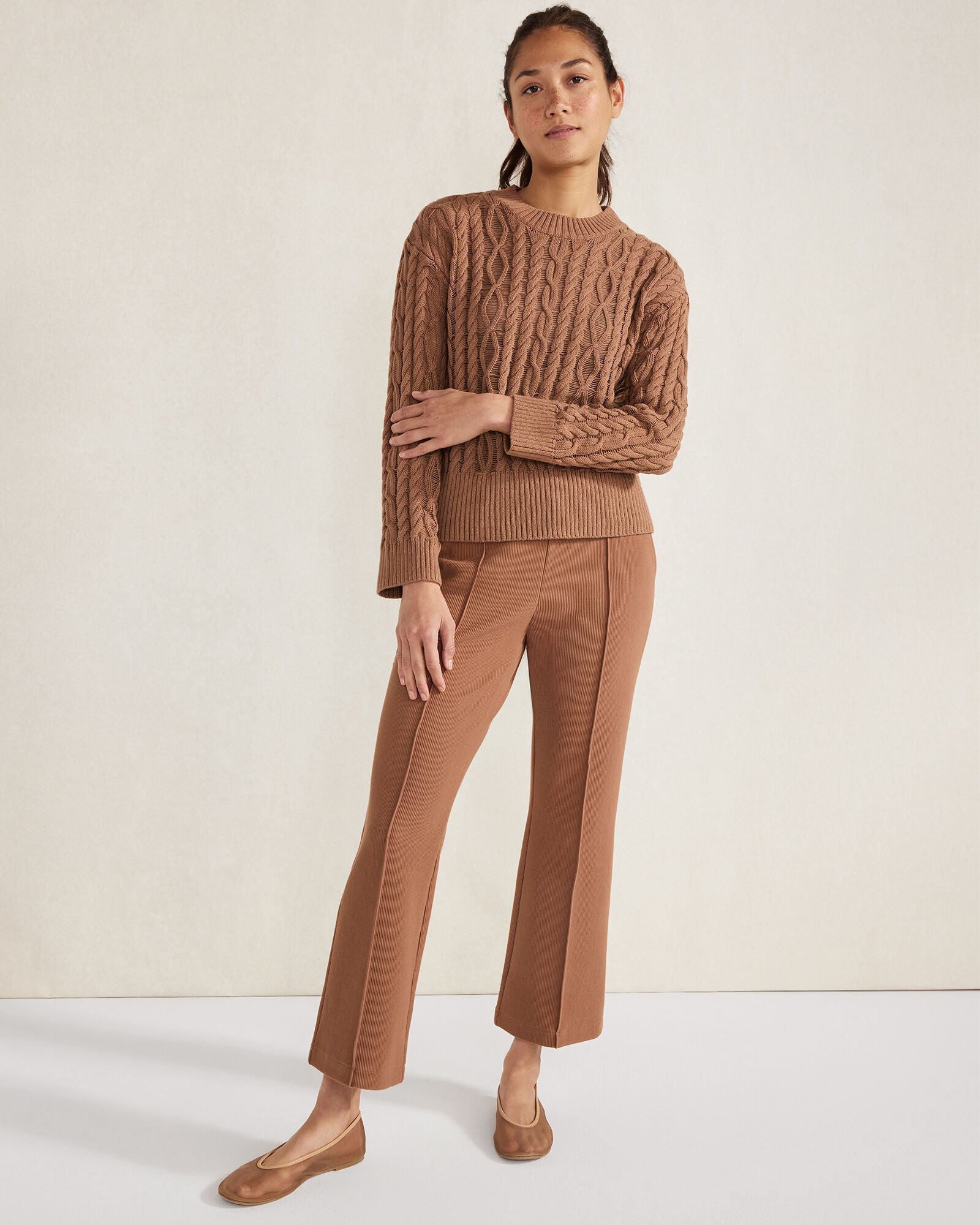 JASPER|MOUSSE ORGANIC COTTON CABLE KNIT SWEATER | Talbots outlet