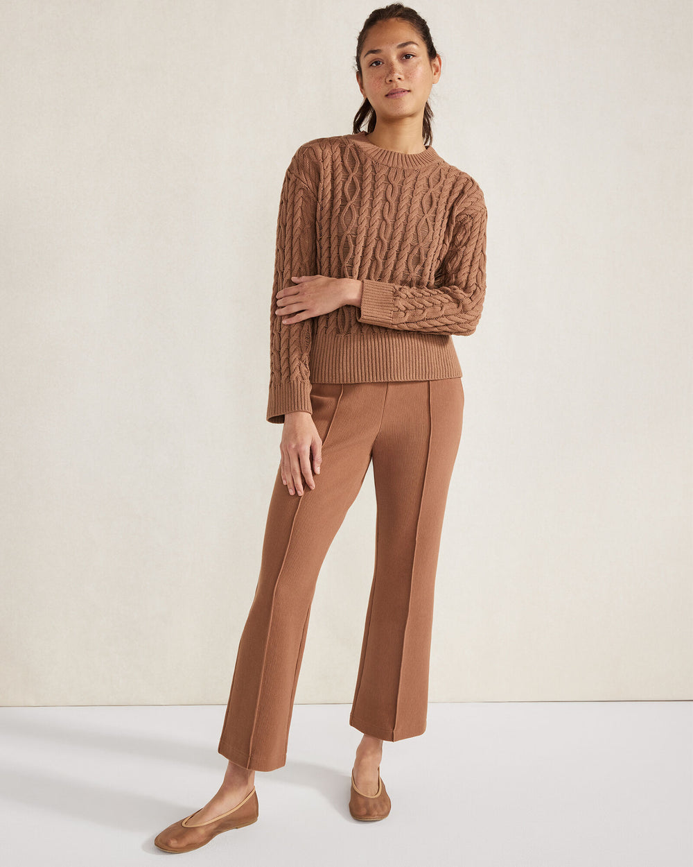 JASPER|MOUSSE ORGANIC COTTON CABLE KNIT SWEATER | Talbots outlet