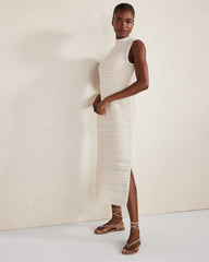 BIRCH ORGANIC COTTON OPEN STITCH FUNNEL NECK DRESS | Talbots near me