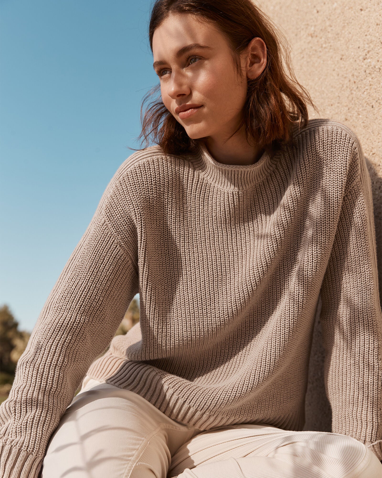 CAMEL|CASCADE GARMENT-DYED ORGANIC COTTON ROLLNECK SWEATER | Talbots sale