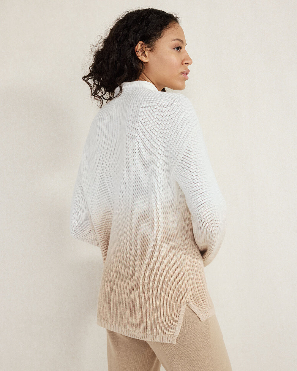 IVORY/MESA DIP-DYED ORGANIC COTTON ROLLNECK SWEATER | Talbots outlet