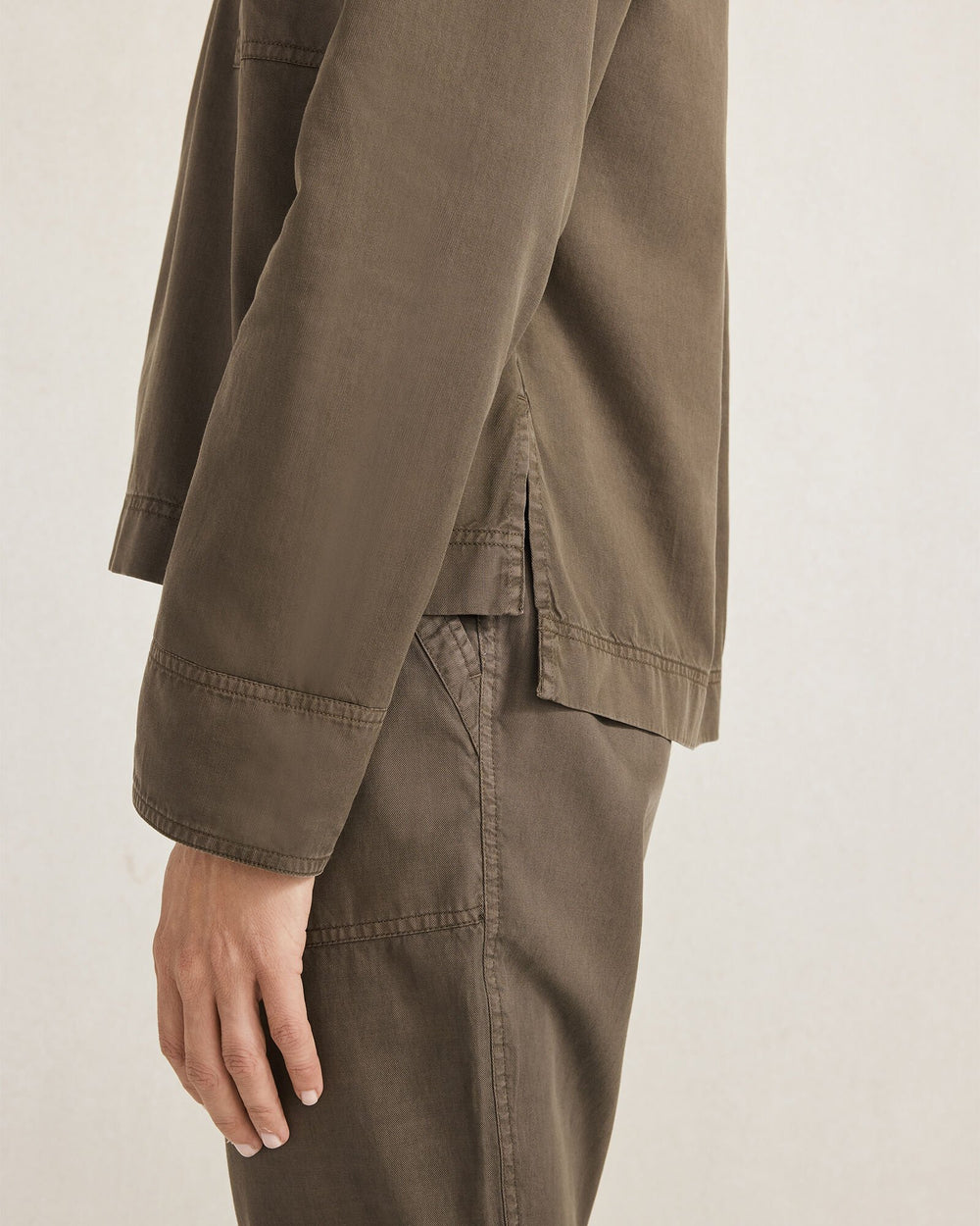BIRCH|MINERAL|TUSCAN OLIVE LIGHTWEIGHT TWILL COLLARED PULLOVER | Talbots sale