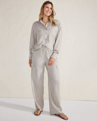 GREY MELANGE DRAPEY WOOL BUTTON DOWN TOP | Talbots US