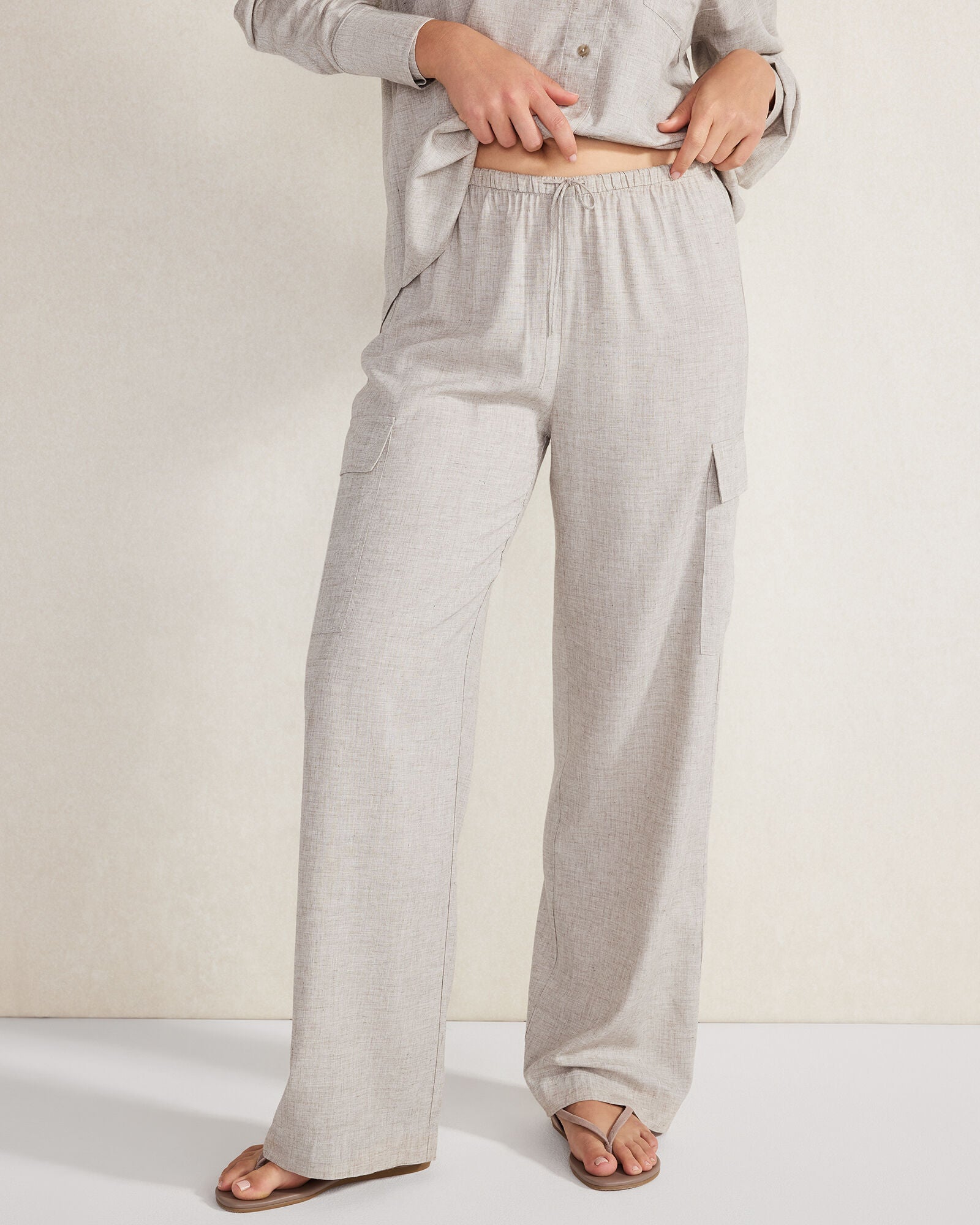 GREY MELANGE DRAPEY WOOL CARGO PANTS | Talbots for sale