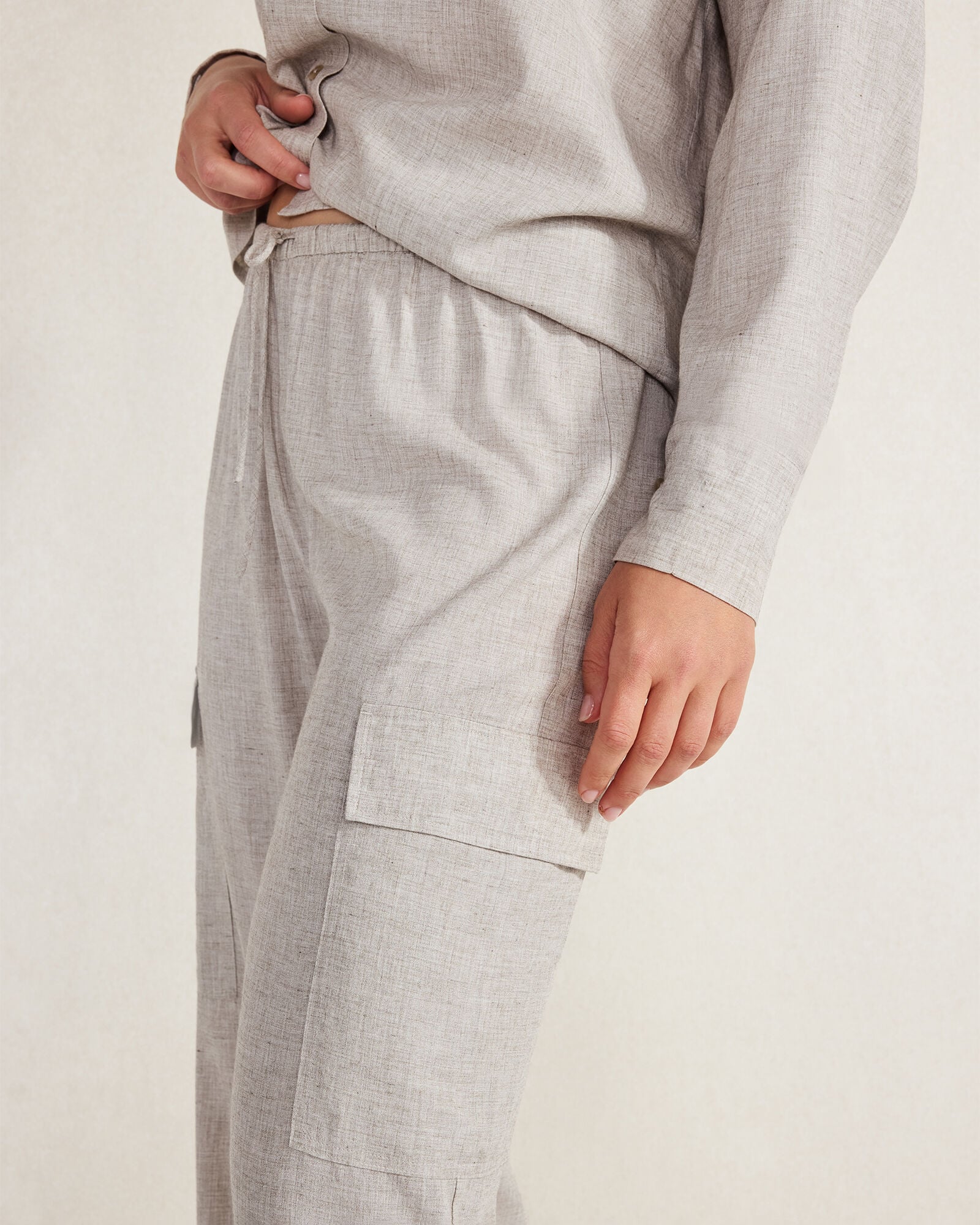 GREY MELANGE DRAPEY WOOL CARGO PANTS | Talbots for sale